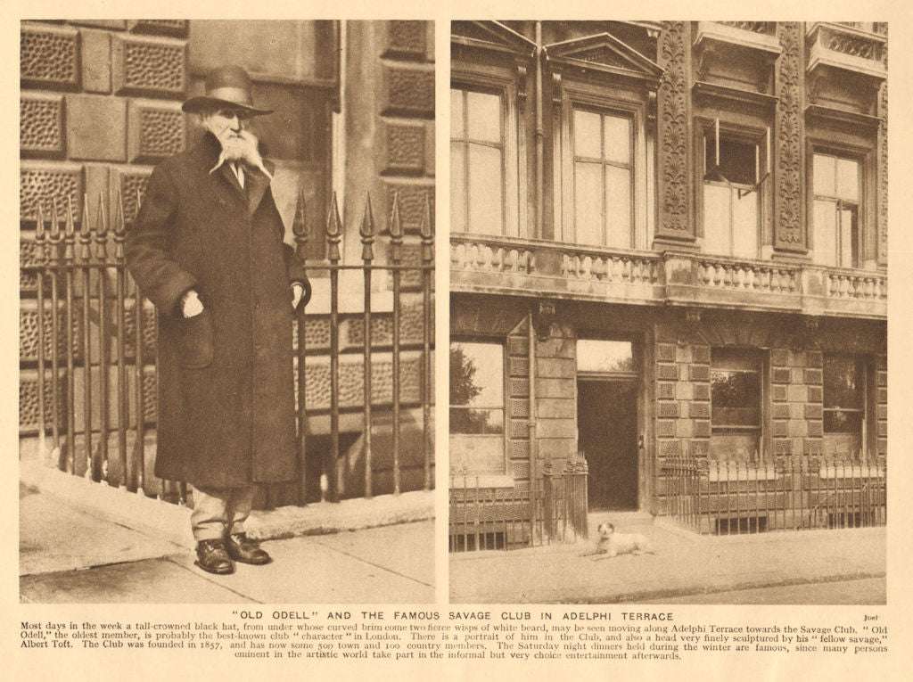 Old Odell, oldest member of the Savage Club in Adelphi Terrace 1926 print